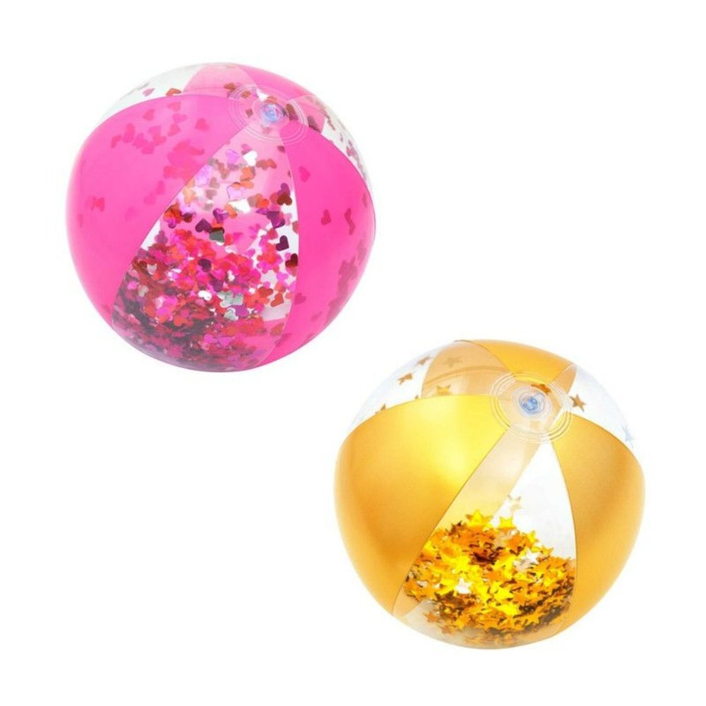 2 H2O-GO GLITTER Fusion Retro Inflatable Beach Balls 16" 1 Pink 1 Gold Age 2 Up